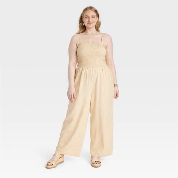 NWT Universal Thread Cream Linen Jumpsuit - Picture 5 of 6